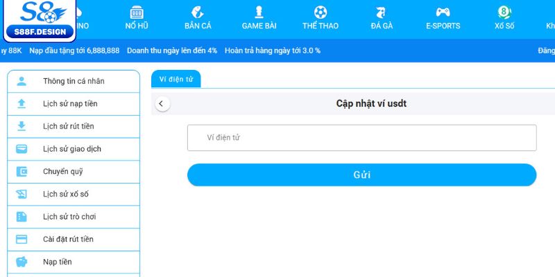 Rút qua địa chỉ ví USDT